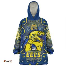 Parramatta Eels Aboriginal Pattern Inspired Victory Is Ours Wearable Blanket Hoodie Aussie Oodie