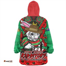 South Sydney Rabbitohs Ripped Legacy Of The Game The ANZAC Spirit Lives On Wearable Blanket Hoodie Aussie Oodie