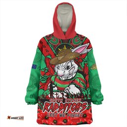 South Sydney Rabbitohs Ripped Legacy Of The Game The ANZAC Spirit Lives On Wearable Blanket Hoodie Aussie Oodie