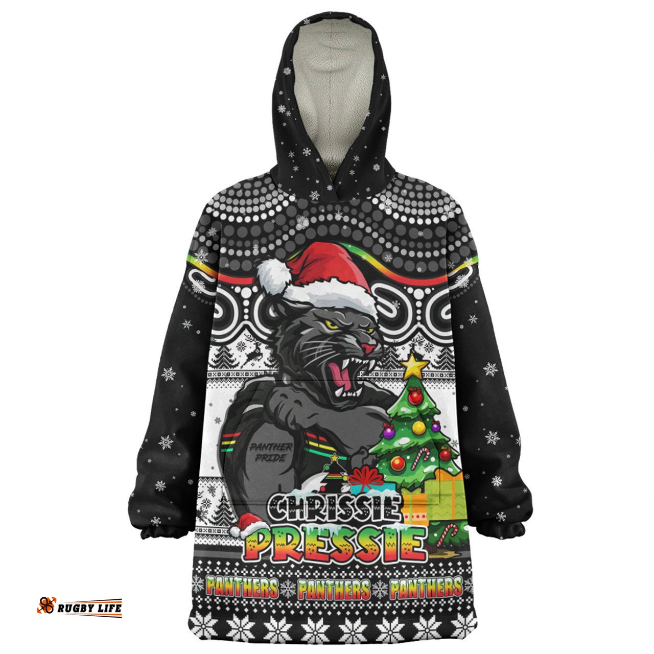 Penrith Panthers Aussie Ugly Christmas For Die Hard Fan Supporters Wearable Blanket Hoodie Aussie Oodie