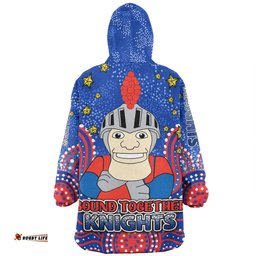 Newcastle Knights Custom Custom With Aboriginal Inspired Style Of Dot Painting Patterns Wearable Blanket Hoodie Aussie Oodie