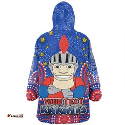 Newcastle Knights Custom Custom With Aboriginal Inspired Style Of Dot Painting Patterns Wearable Blanket Hoodie Aussie Oodie