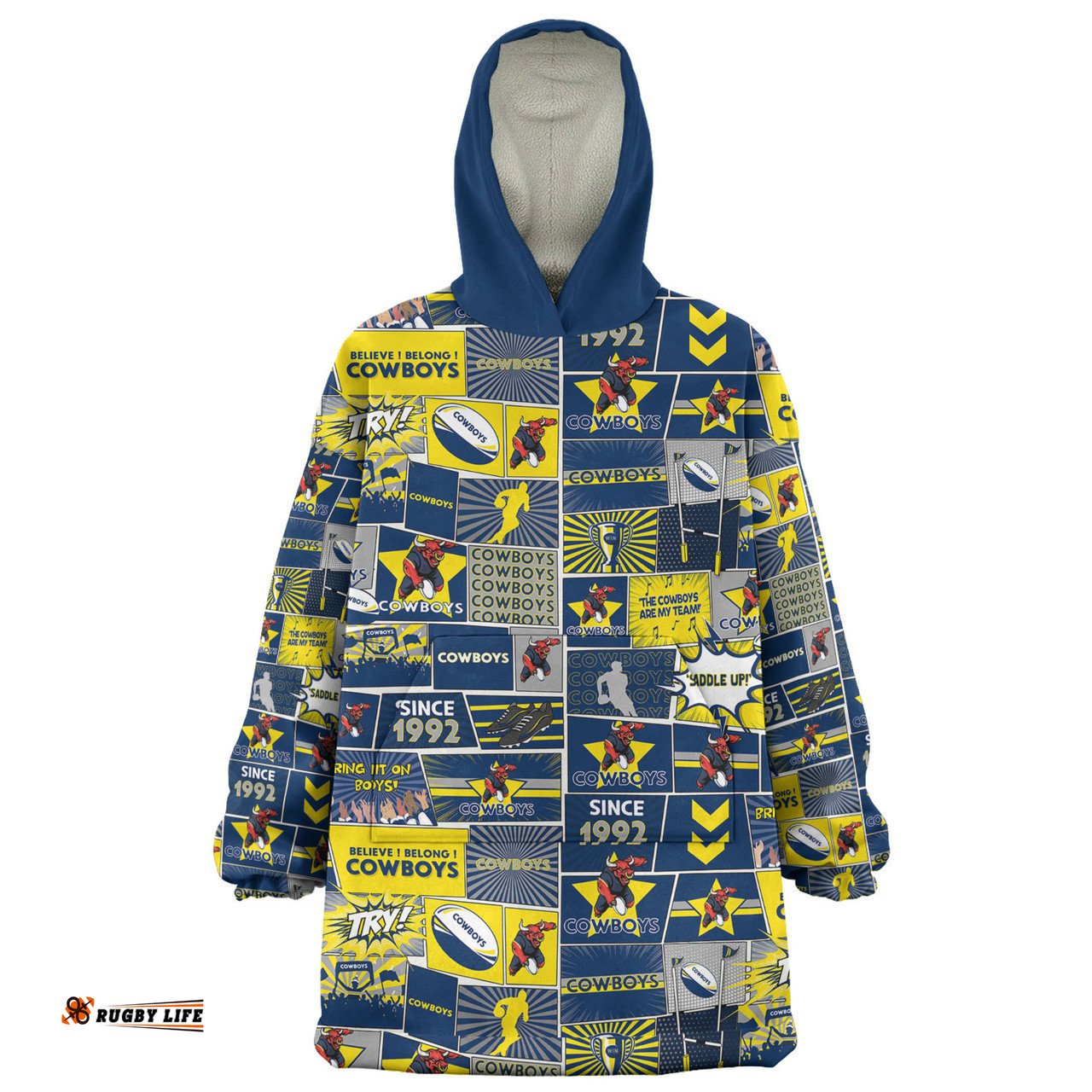 North Queensland Cowboys Team Of Us Die Hard Fan Supporters Comic Style Wearable Blanket Hoodie Aussie Oodie