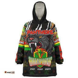 Penrith Panthers Custom Talent Win Games But Teamwork And Intelligence Win Championships With Aboriginal Style Wearable Blanket Hoodie Aussie Oodie