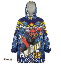 North Queensland Cowboys Naidoc Custom Cowboys Naidoc For Our Elders Dot Art Style With Turtle Wearable Blanket Hoodie Aussie Oodie