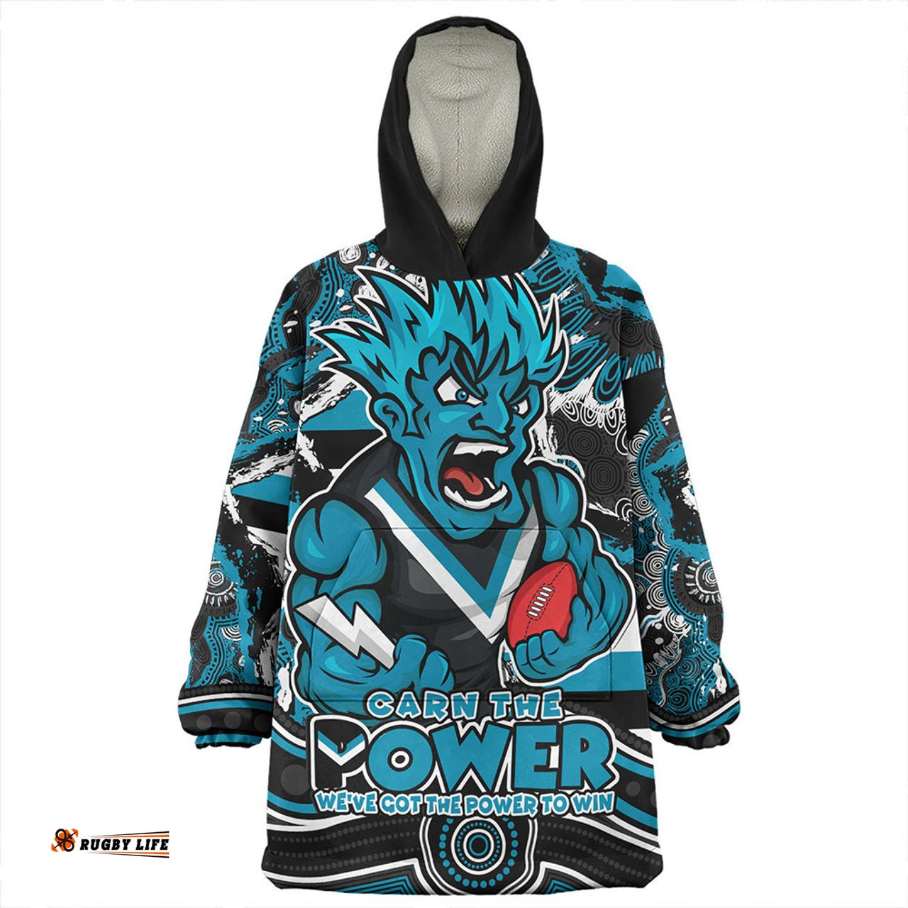 Port Adelaide Blazing Spirit Of Victory Wearable Blanket Hoodie Aussie Oodie