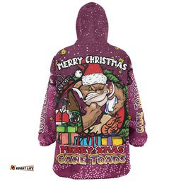 Queensland Cane Toads Christmas Custom Merry Christmas Our Beloved Team With Aboriginal Dot Art Pattern Wearable Blanket Hoodie Aussie Oodie