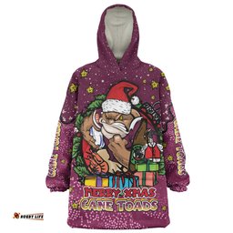 Queensland Cane Toads Christmas Custom Merry Christmas Our Beloved Team With Aboriginal Dot Art Pattern Wearable Blanket Hoodie Aussie Oodie