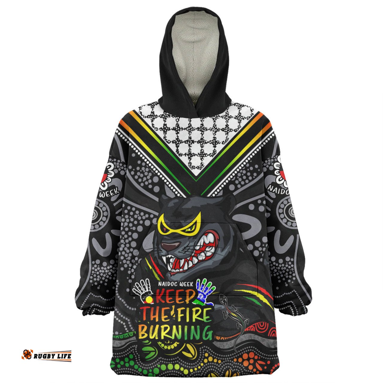 Penrith Panthers Aboriginal Inspired Naidoc Week Custom For Die Hard Fan Supporters Wearable Blanket Hoodie Aussie Oodie