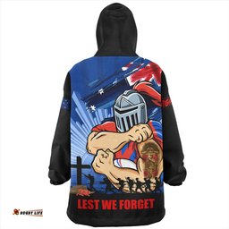 Newcastle Knights Fearless ANZAC Defender Wearable Blanket Hoodie Aussie Oodie
