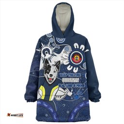 North Queensland Cowboys Aboriginal Indigenous Naidoc Week Dreamtime Dot Painting With Flag Wearable Blanket Hoodie Aussie Oodie