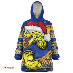 Parramatta Eels Ugly Knit Style For Christmas Game Fans Wearable Blanket Hoodie Aussie Oodie