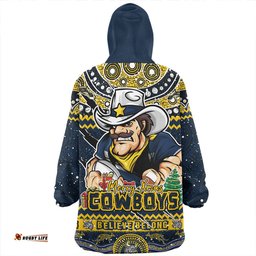 North Queensland Cowboys Aboriginal Xmas Special Ugly Christmas Style Wearable Blanket Hoodie Aussie Oodie