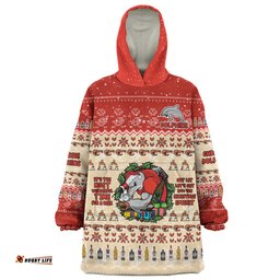 Redcliffe Dolphins Christmas Custom Chrissie Spirit Wearable Blanket Hoodie Aussie Oodie