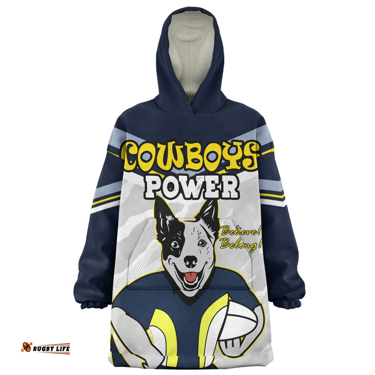 North Queensland Cowboys Custom North Queensland Cowboys Supporter Wearable Blanket Hoodie Aussie Oodie
