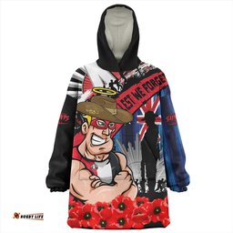 St Kilda Anzac Day Honor United In Spirit Wearable Blanket Hoodie Aussie Oodie