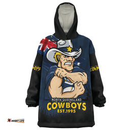 North Queensland Cowboys Heart Of A Fighter Tough And Fearless Wearable Blanket Hoodie Aussie Oodie