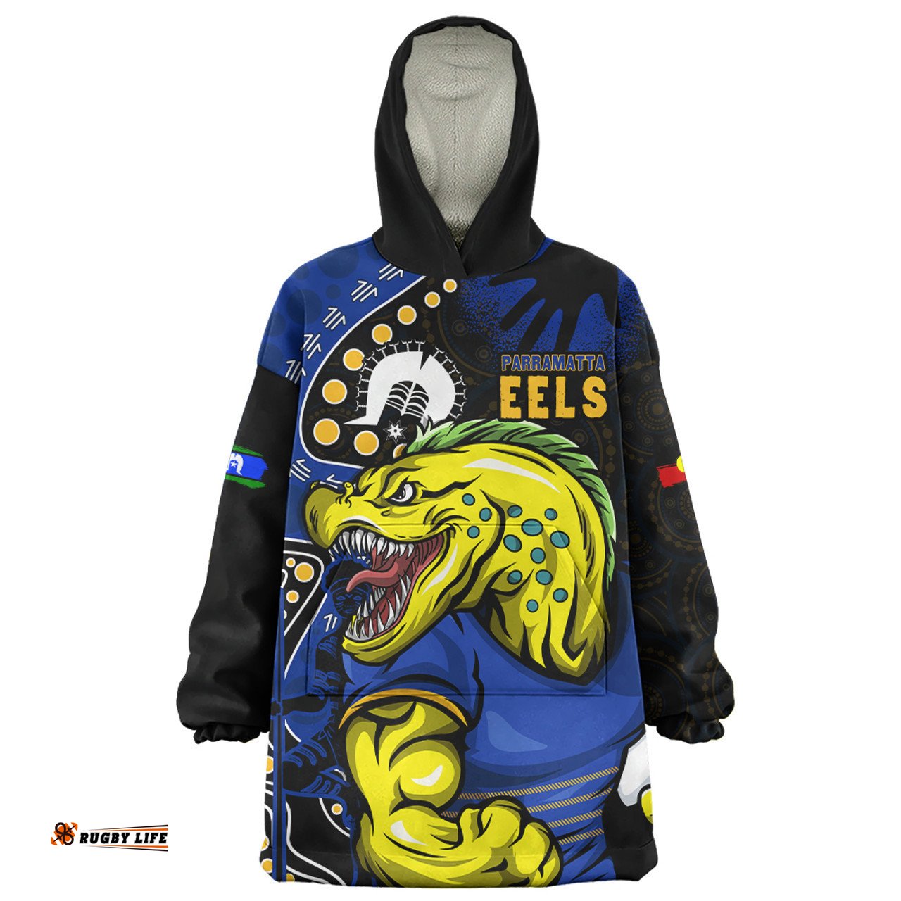 Parramatta Eels NAIDOC Indigenous Warrior Spirit Wearable Blanket Hoodie Aussie Oodie