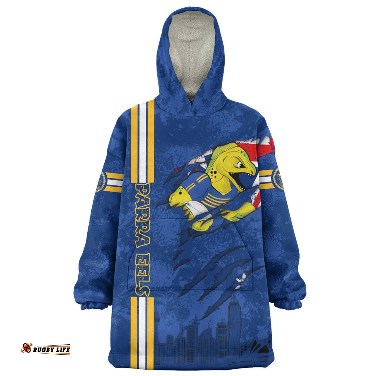 Parramatta Eels Happy Australia Day Flag Scratch Style Wearable Blanket Hoodie Aussie Oodie