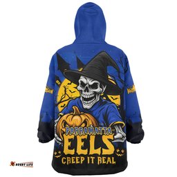 Parramatta Eels Dark Moon Rugby Halloween Battle Edition Wearable Blanket Hoodie Aussie Oodie