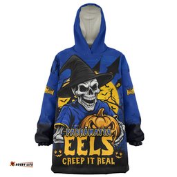 Parramatta Eels Dark Moon Rugby Halloween Battle Edition Wearable Blanket Hoodie Aussie Oodie