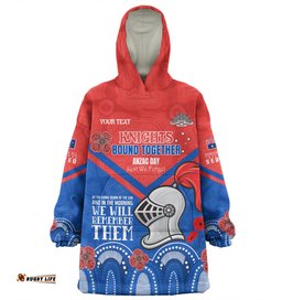 Newcastle Knights Anzac Custom Knights Bound Together Wearable Blanket Hoodie Aussie Oodie