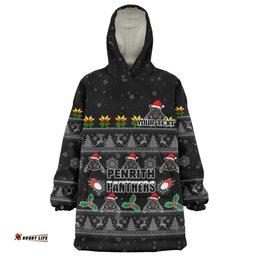 Penrith Panthers Christmas Custom Special Ugly Christmas Wearable Blanket Hoodie Aussie Oodie