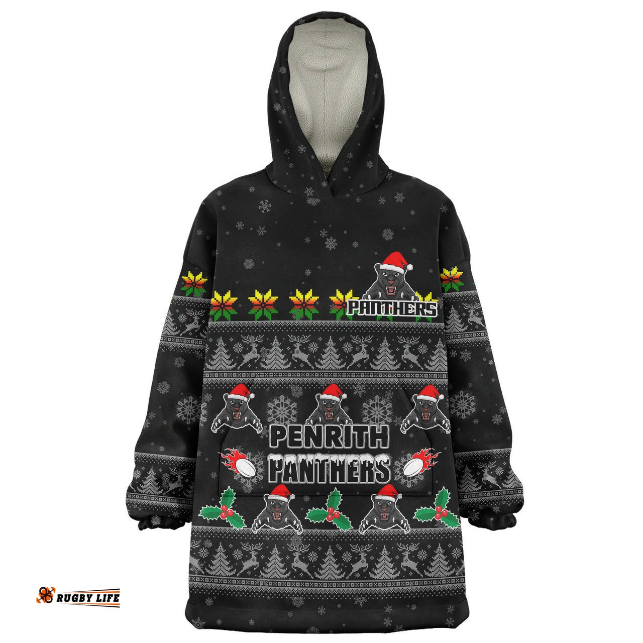 Penrith Panthers Christmas Custom Special Ugly Christmas Wearable Blanket Hoodie Aussie Oodie