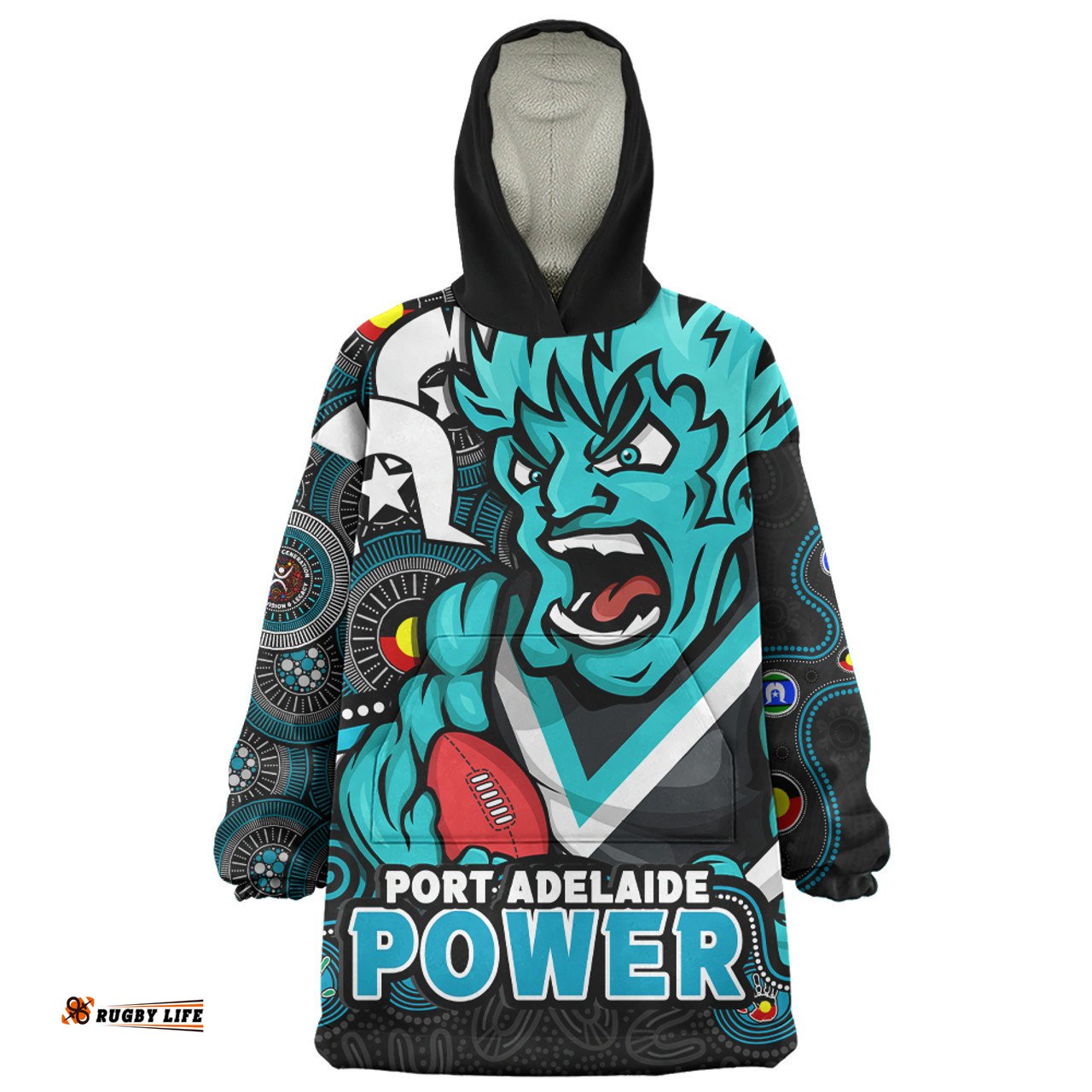 Port Adelaide NAIDOC Spirit Of Country Wearable Blanket Hoodie Aussie Oodie