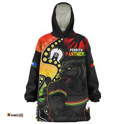 Penrith Panthers NAIDOC Indigenous Warrior Spirit Wearable Blanket Hoodie Aussie Oodie