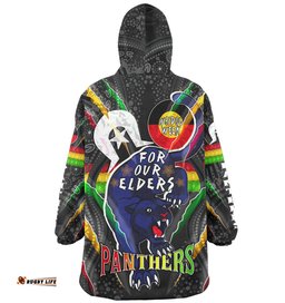 Penrith Panthers Naidoc Week Custom Penrith Panthers Naidoc Week For Our Elders Australian Indigenous Dot Art Wearable Blanket Hoodie Aussie Oodie