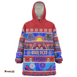Newcastle Knights Christmas Aboriginal Custom Indigenous Knitted Ugly Xmas Style Wearable Blanket Hoodie Aussie Oodie
