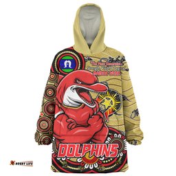 Redcliffe Dolphins Spirit Of NAIDOC Series Wearable Blanket Hoodie Aussie Oodie