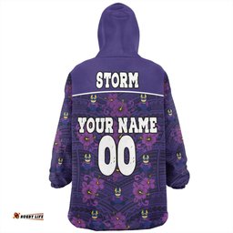 Melbourne Storm With Maori Pattern Wearable Blanket Hoodie Aussie Oodie