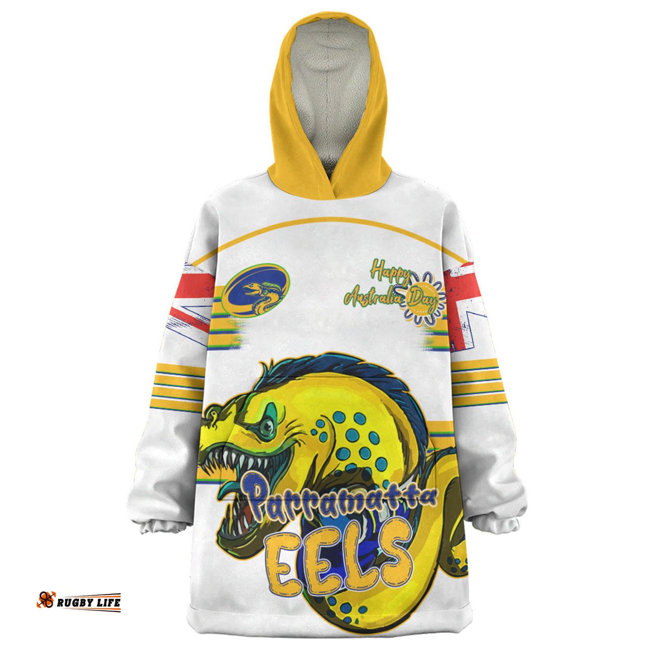 Parramatta Eels Happy Australia Day We Are One And Free V2 Wearable Blanket Hoodie Aussie Oodie
