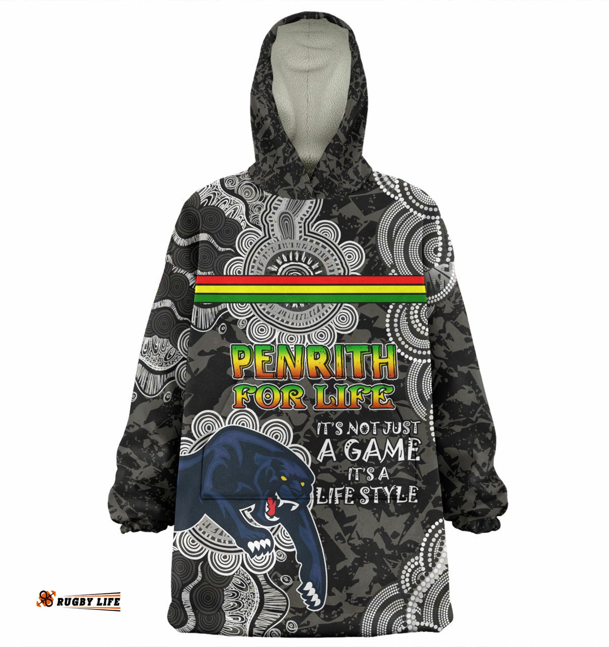 Penrith Panthers Custom Penrith Panthers For Life Wearable Blanket Hoodie Aussie Oodie