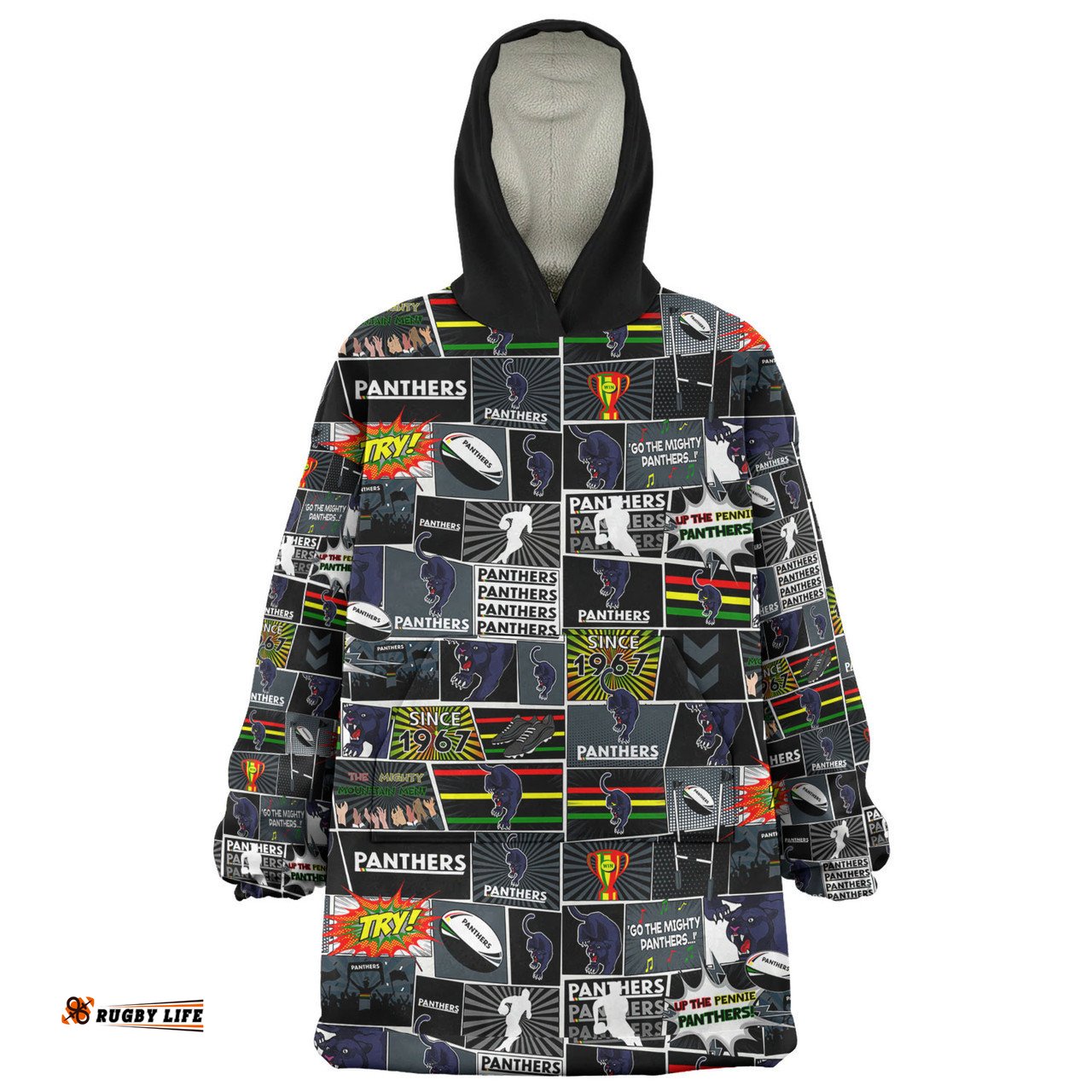 Penrith Panthers Team Of Us Die Hard Fan Supporters Comic Style Wearable Blanket Hoodie Aussie Oodie