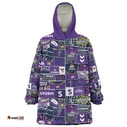 Melbourne Storm Team Of Us Die Hard Fan Supporters Comic Style Wearable Blanket Hoodie Aussie Oodie