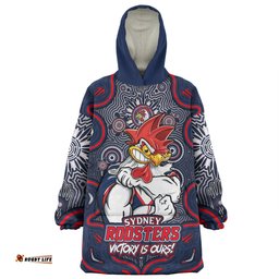Sydney Roosters Aboriginal Pattern Inspired Victory Is Ours Wearable Blanket Hoodie Aussie Oodie