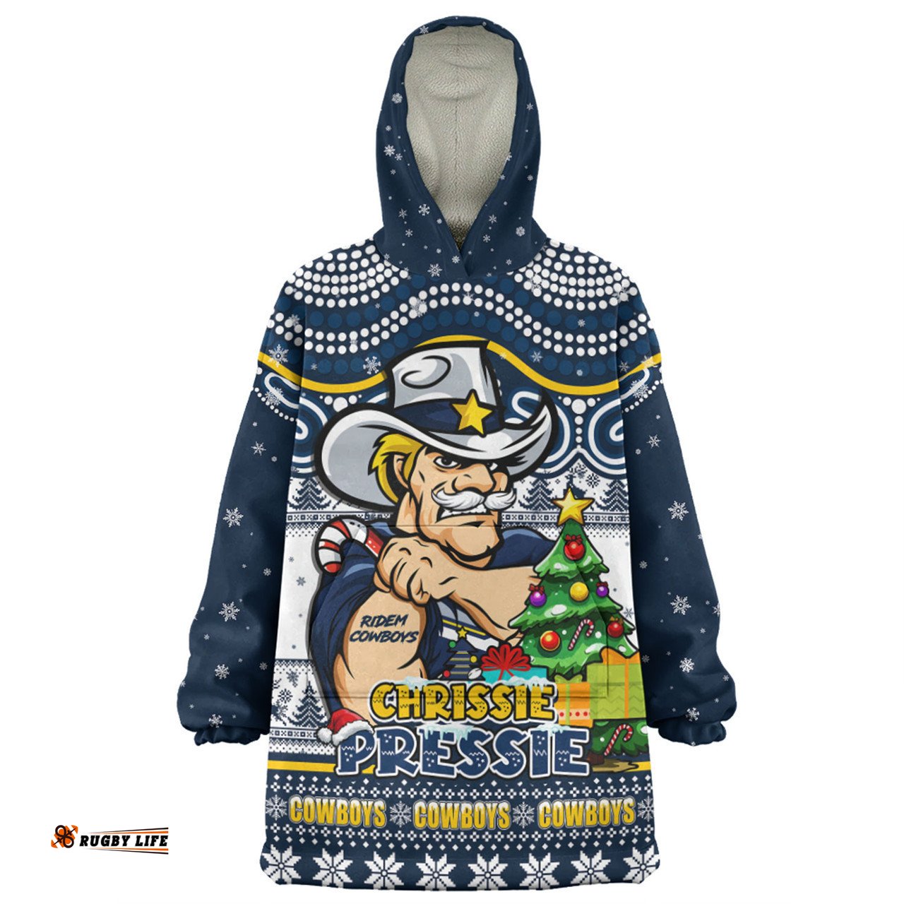 North Queensland Cowboys Aussie Ugly Christmas For Die Hard Fan Supporters Wearable Blanket Hoodie Aussie Oodie