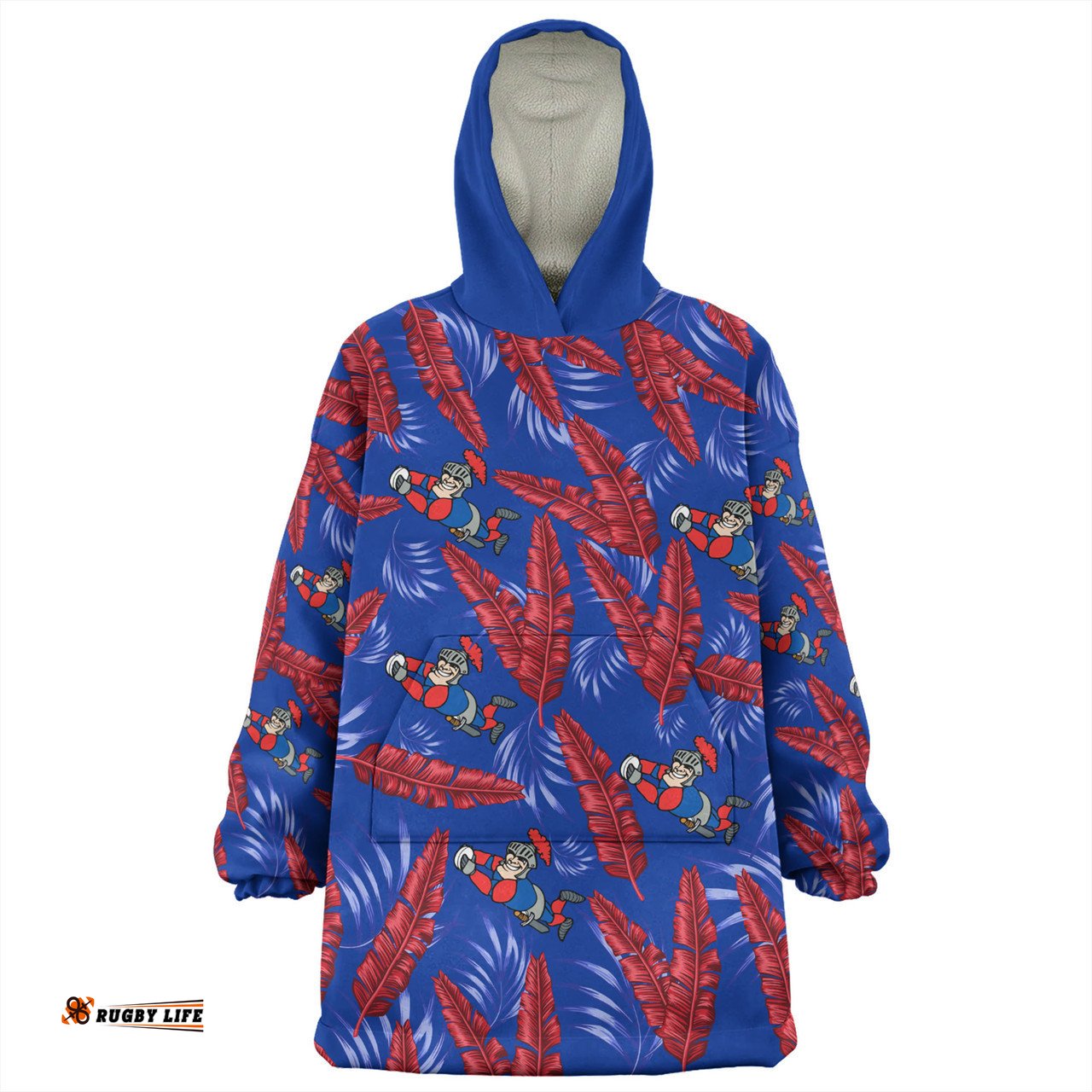 Newcastle Knights Custom Tropical Patterns Knights Wearable Blanket Hoodie Aussie Oodie