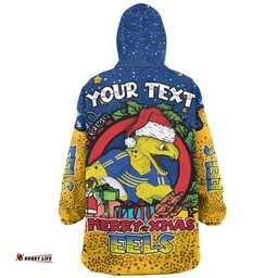 Parramatta Eels Christmas Custom Merry Christmas Our Beloved Team With Aboriginal Dot Art Pattern Wearable Blanket Hoodie Aussie Oodie