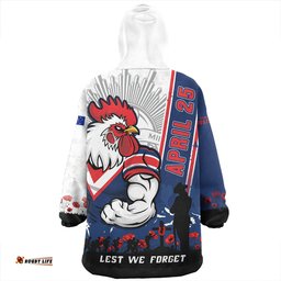 Sydney Roosters Anzac Day Lest We Forget Strong Fighting Spirit Wearable Blanket Hoodie Aussie Oodie