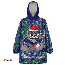 New Zealand Warriors Merry Ugly Christmas Comic Style Wearable Blanket Hoodie Aussie Oodie