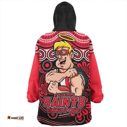 St Kilda Aboriginal Inspired Tough Fan Football For Life Wearable Blanket Hoodie Aussie Oodie