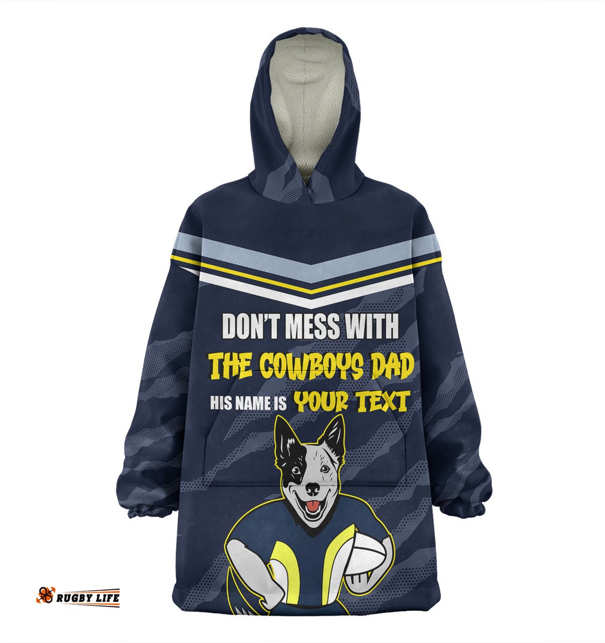 North Queensland Cowboys Father's Day Screaming Dad and Crazy Fan Wearable Blanket Hoodie Aussie Oodie