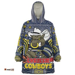 North Queensland Cowboys Christmas Custom Christmas Knit Patterns Vintage Jersey Ugly Wearable Blanket Hoodie Aussie Oodie