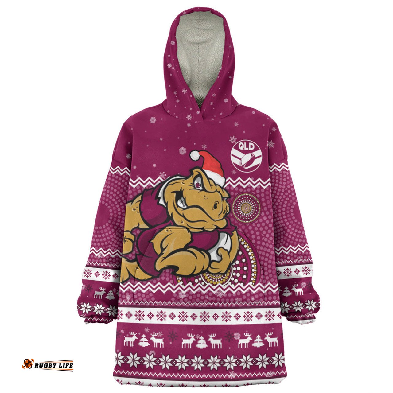 Queensland Cane Toads Christmas Custom Ugly Xmas And Aboriginal Patterns For Die Hard Fan Wearable Blanket Hoodie Aussie Oodie