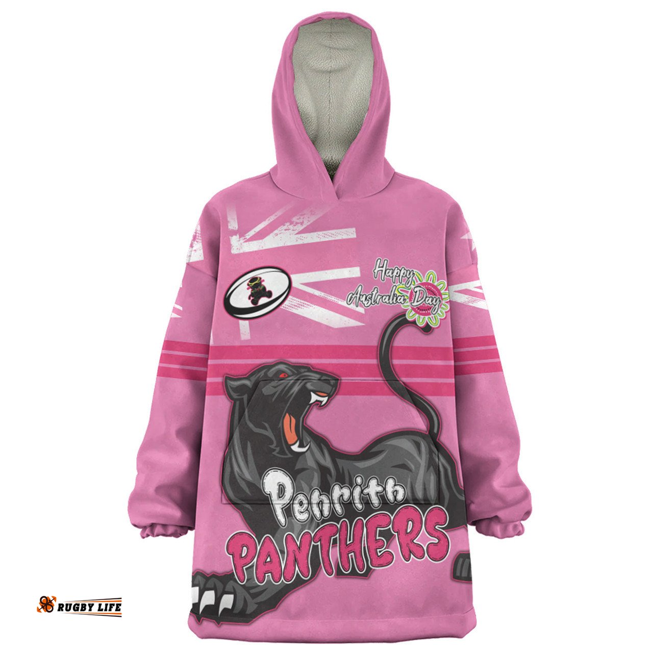 Penrith Panthers Happy Australia Day We Are One And Free V2 Wearable Blanket Hoodie Aussie Oodie