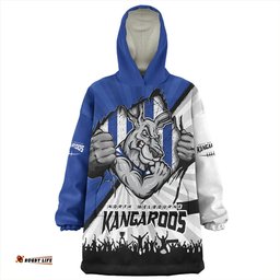 North Melbourne Breaking Through Fan Design Wearable Blanket Hoodie Aussie Oodie